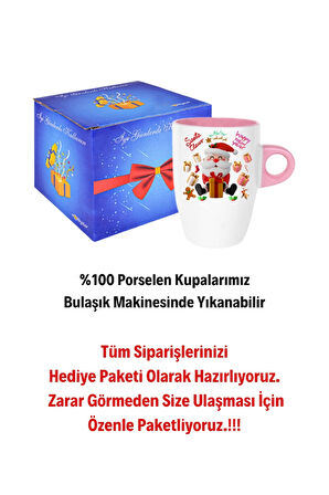 Noel Baba Happy Christmas Baskılı Kupa Bardak Porselen Latte Filtre Kahve Fincanı