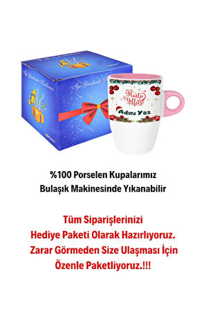 Kişiye Özel Yılbaşı İsim Baskılı Kupa Bardak Porselen Latte Filtre Kahve Fincanı