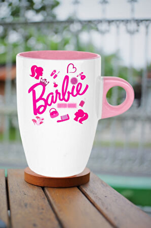 Enter Mode Barbie Baskılı Kupa Bardak Porselen Latte Filtre Kahve Fincanı