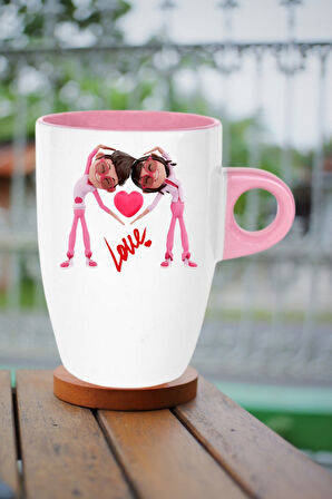 Mutlu Çiftler Love Baskılı Hediye Kupa Bardak Porselen Latte Filtre Kahve Fincanı