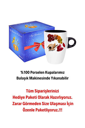 Romantik Sonbahar Baskılı Kupa Bardak Porselen Latte Filtre Kahve Fincanı