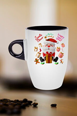 Noel Baba Happy Christmas Baskılı Kupa Bardak Porselen Latte Filtre Kahve Fincanı