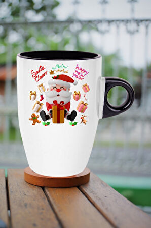 Noel Baba Happy Christmas Baskılı Kupa Bardak Porselen Latte Filtre Kahve Fincanı