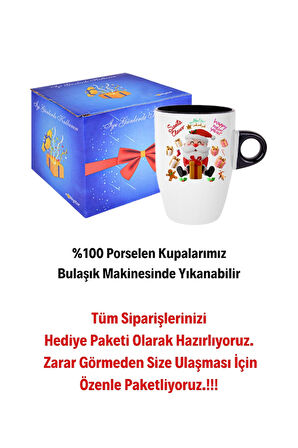 Noel Baba Happy Christmas Baskılı Kupa Bardak Porselen Latte Filtre Kahve Fincanı