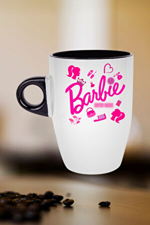 Enter Mode Barbie Baskılı Kupa Bardak Porselen Latte Filtre Kahve Fincanı
