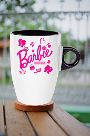 Enter Mode Barbie Baskılı Kupa Bardak Porselen Latte Filtre Kahve Fincanı