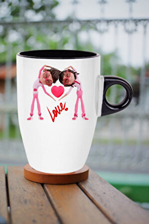 Mutlu Çiftler Love Baskılı Hediye Kupa Bardak Porselen Latte Filtre Kahve Fincanı