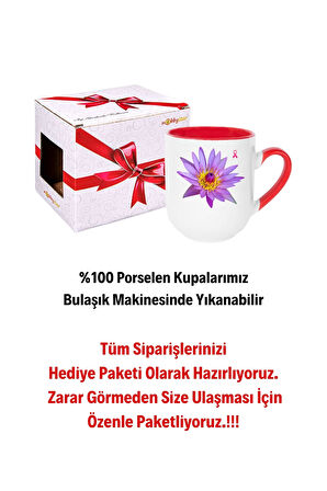 8 Mart Kadınlar Günü Hediyesi İçi Kırmızı Lüx Kupa Bardak Porselen Çay Kahve Fincanı-5
