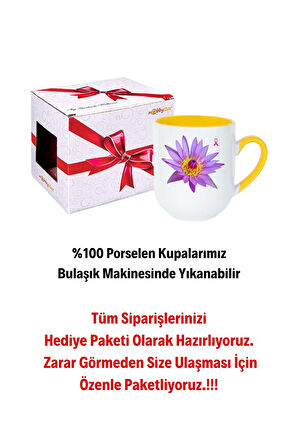 8 Mart Kadınlar Günü Hediyesi İçi Sarı Lüx Kupa Bardak Porselen Çay Kahve Fincanı-5