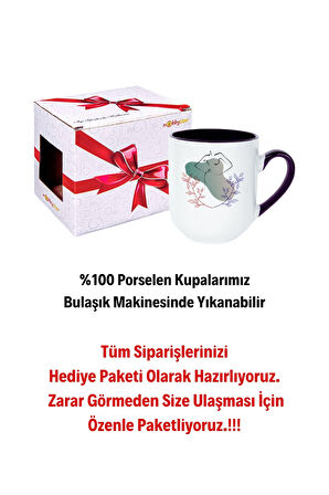 Modern Kadın Sliuet Baskılı İçi Siyah Lüx Kupa Bardak Porselen Çay Kahve Fincanı