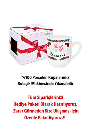 Kişiye Özel Yılbaşı İsim Baskılı Lüx Kupa Bardak Porselen Çay Kahve Fincanı