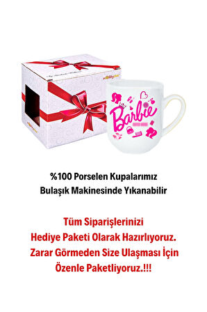 Enter Mode Barbie Baskılı Lüx Kupa Bardak Porselen Çay Kahve Fincanı