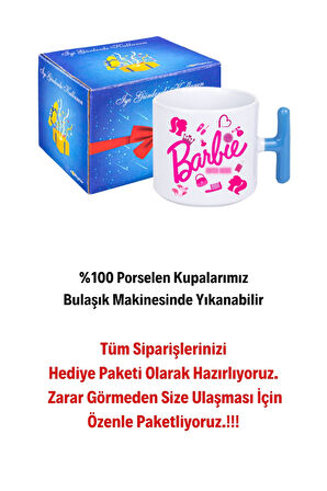 Enter Mode Barbie Baskılı T Saplı Kupa Bardak Porselen Çay Kahve Fincanı