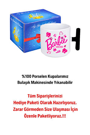 Enter Mode Barbie Baskılı T Saplı Kupa Bardak Porselen Çay Kahve Fincanı