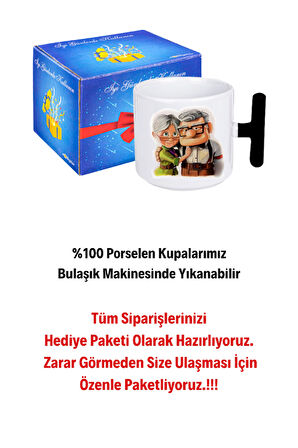 Yaşlı Çift Ömür Boyu Baskılı Hediye T Saplı Kupa Bardak Porselen Çay Kahve Fincanı