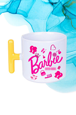 Enter Mode Barbie Baskılı T Saplı Kupa Bardak Porselen Çay Kahve Fincanı