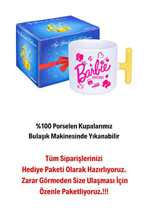 Enter Mode Barbie Baskılı T Saplı Kupa Bardak Porselen Çay Kahve Fincanı