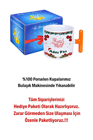 Kişiye Özel Yılbaşı İsim Baskılı T Saplı Kupa Bardak Porselen Çay Kahve Fincanı