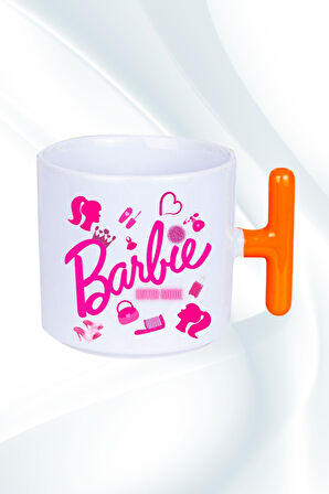 Enter Mode Barbie Baskılı T Saplı Kupa Bardak Porselen Çay Kahve Fincanı