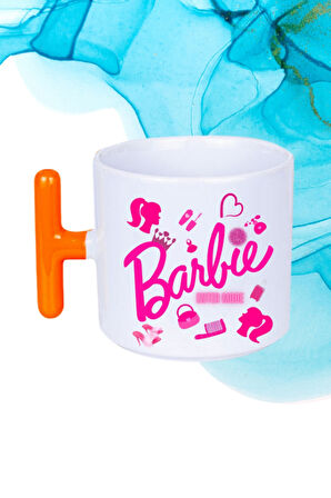 Enter Mode Barbie Baskılı T Saplı Kupa Bardak Porselen Çay Kahve Fincanı