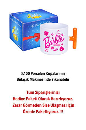 Enter Mode Barbie Baskılı T Saplı Kupa Bardak Porselen Çay Kahve Fincanı