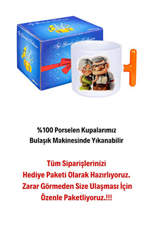 Yaşlı Çift Ömür Boyu Baskılı Hediye T Saplı Kupa Bardak Porselen Çay Kahve Fincanı