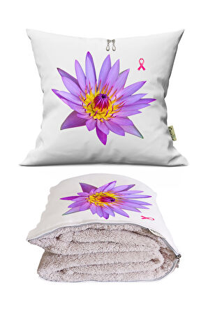 Lotus Çiçeği Lotus Çiçeği Dekoratif Yastık Kırlent Opsiyonel Battaniye 2 in 1
