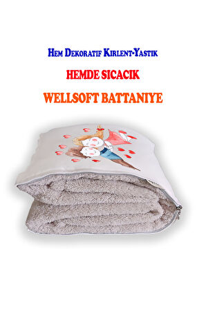 Love 6 Baskılı Dekoratif Yastık Kırlent Opsiyonel Battaniye 2 in 1