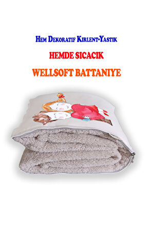 Love 7 Tv Battaniyeli Opsiyonel Dekoratif Hediye Yastık