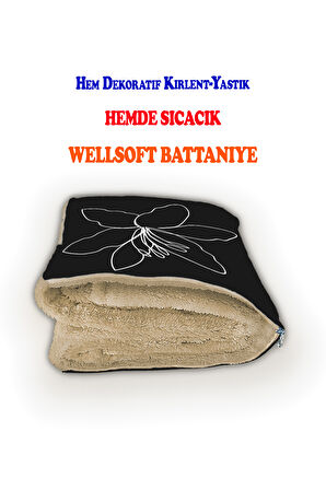 Çiçek Çizgi Desenli İç Dolgusu Battaniyeli Araç İçi Opsiyonel Yastık 38x38cm