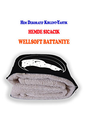 Zodyak Kedi Desenli İç Dolgusu Battaniyeli Araç İçi Opsiyonel Yastık 38x38cm