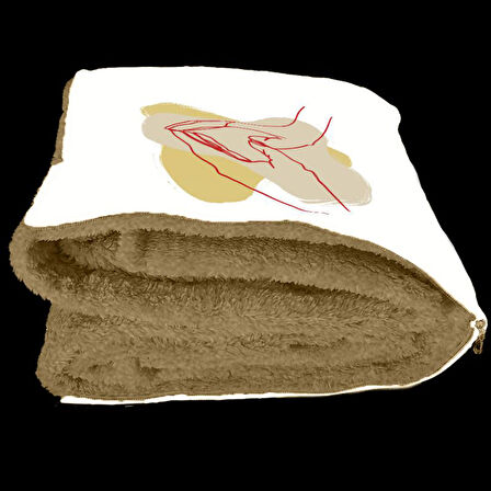 Çizgi Kalp Desenli İç Dolgusu Battaniyeli Araç İçi Opsiyonel Yastık 36x36cm