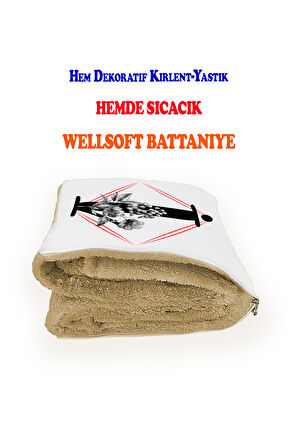 İ HARFİ Baskılı Kişiye Özel Opsiyonel Battaniyeli Yastık Kırlent 2 in 1