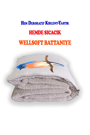 Blue Bird Tv Battaniyeli Opsiyonel Dekoratif Araç İçi Yastık