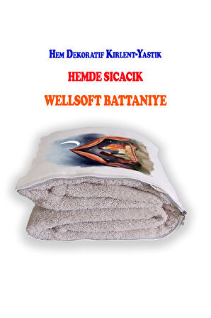 Kamp Gecesi Tv Battaniyeli Opsiyonel Dekoratif Araç İçi Yastık