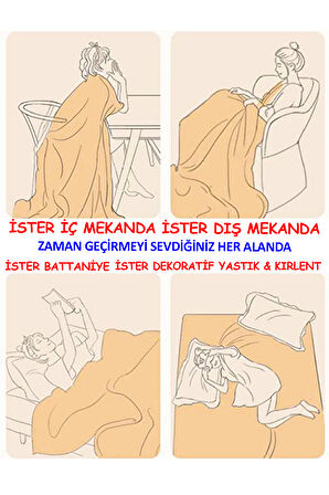 Kamp Gecesi Tv Battaniyeli Opsiyonel Dekoratif Araç İçi Yastık