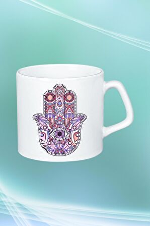 Mandala Fatma Ana Eli Nazarlık Baskılı Afilli Kupa Bardak Çay Kahve Fincanı