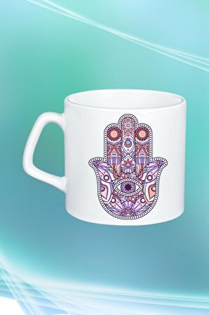 Mandala Fatma Ana Eli Nazarlık Baskılı Afilli Kupa Bardak Çay Kahve Fincanı