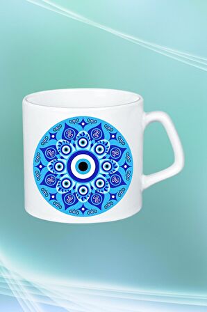 Mandala Nazarlık Baskılı Afilli Kupa Bardak Çay Kahve Fincanı