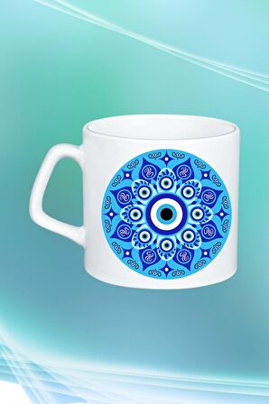 Mandala Nazarlık Baskılı Afilli Kupa Bardak Çay Kahve Fincanı