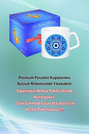 Mandala Nazarlık Baskılı Afilli Kupa Bardak Çay Kahve Fincanı