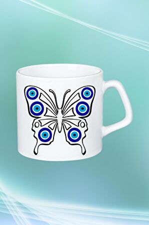 Mandala Kelebek Nazarlık Baskılı Afilli Kupa Bardak Çay Kahve Fincanı