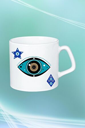 Mandala Göz Nazarlık Baskılı Afilli Kupa Bardak Çay Kahve Fincanı