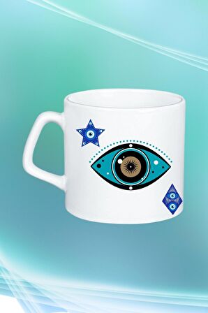 Mandala Göz Nazarlık Baskılı Afilli Kupa Bardak Çay Kahve Fincanı