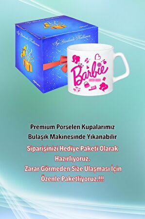 Barbie Enter Mode Baskılı Afilli Kupa Bardak Çay Kahve Fincanı