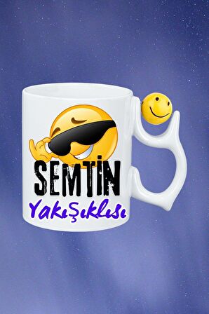 Semtin Yakışıklısı Baskılı Smile Emoji Toplu Kupa Bardak Çay Kahve Fincanı