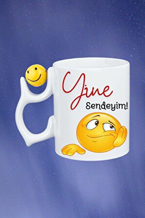 Yine Sendeyim Emoji Baskılı Smile Emoji Toplu Kupa Bardak Çay Kahve Fincanı