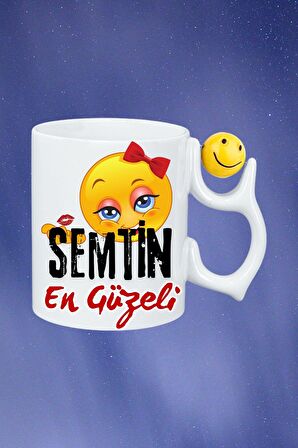Semtin Güzeli Baskılı Smile Emoji Toplu Kupa Bardak Çay Kahve Fincanı