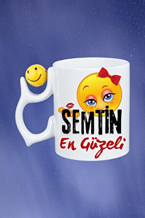 Semtin Güzeli Baskılı Smile Emoji Toplu Kupa Bardak Çay Kahve Fincanı