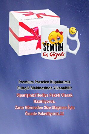 Semtin Güzeli Baskılı Smile Emoji Toplu Kupa Bardak Çay Kahve Fincanı